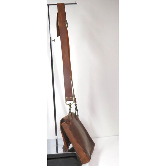 Wolf River The Hilda Crossbody Bag Hand Sewn Brown Leather Satchel Unisex - Picture 3 of 9